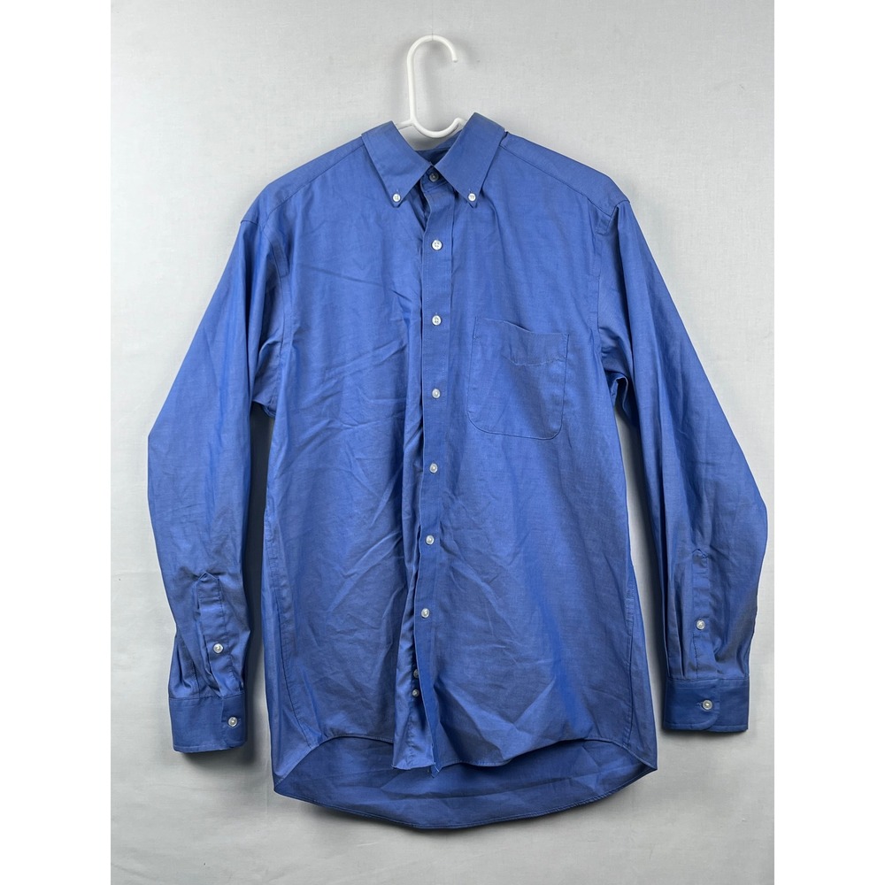 Club Room Button Down Shirt Mens 15.5 34/35 Regular Fit Pinpoint Cotton Blue